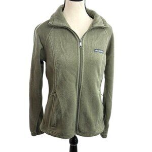 Columbia Fleece Jacket Womens Size M Green Full Zip Soft Outdoor Hiking Layer
